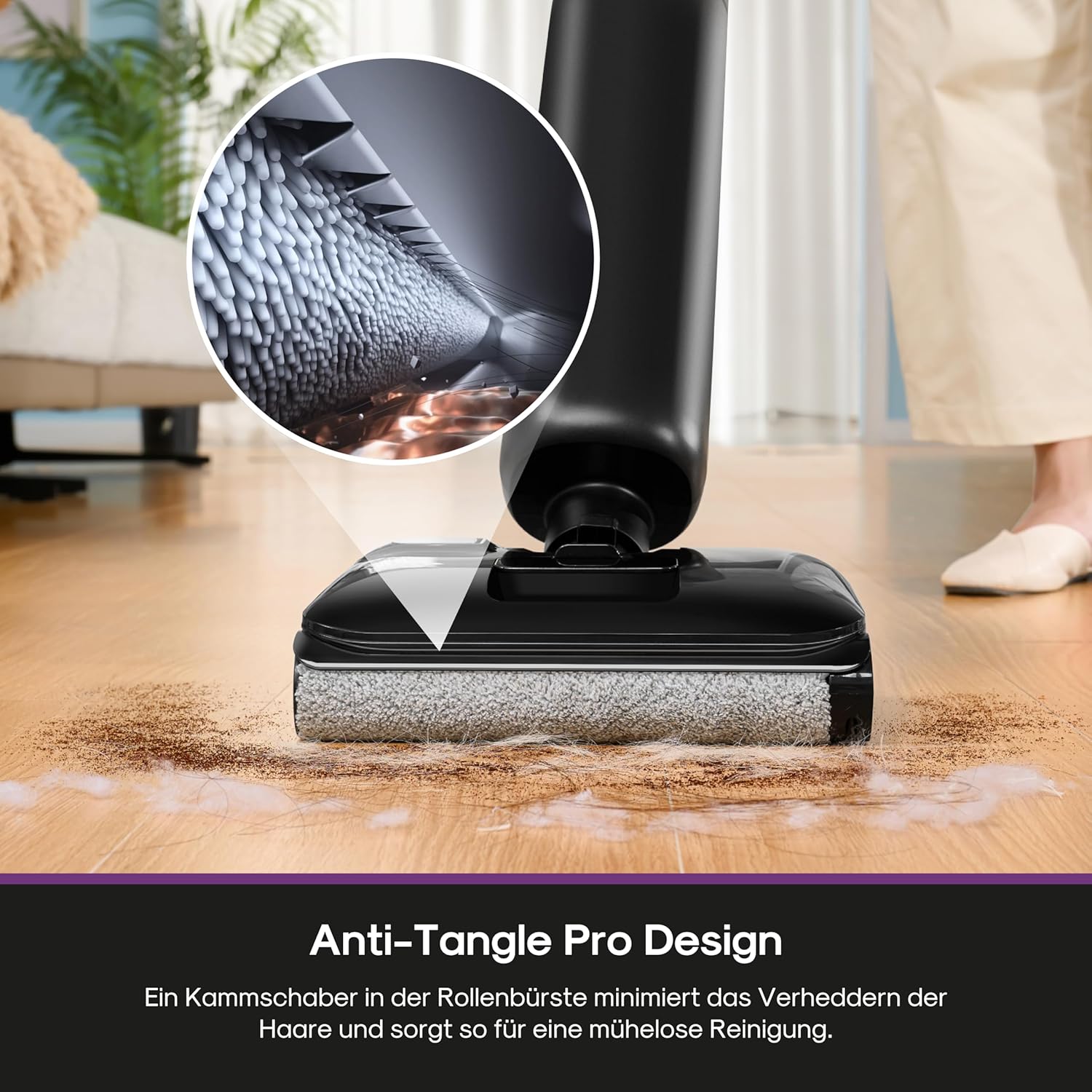 Eureka FloorShine 460 Nass Trockensauger Kabellos, 180° Flachdesign Wischsauger Saugwischer, 17000 Pa Akku Staubsauger mit Wischfunktion, 30min Laufzeit Reinigung unter tiefen Möbeln für HarteBoden