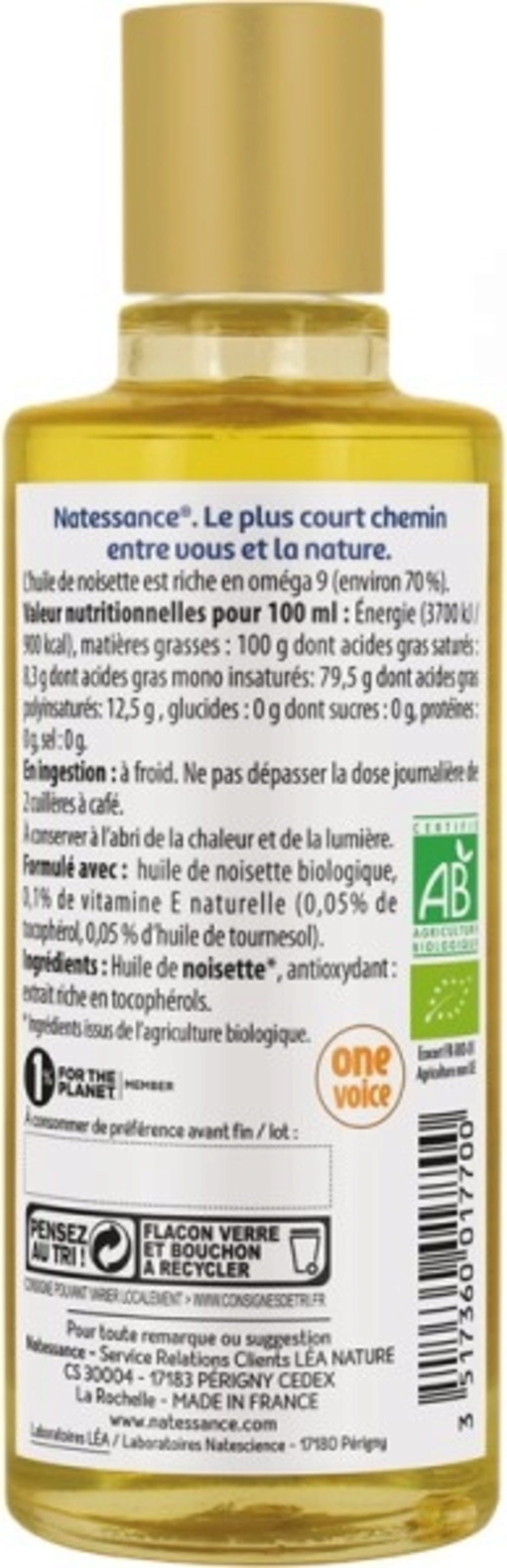 Natessance  Bio Haselnussöl, 100 ml