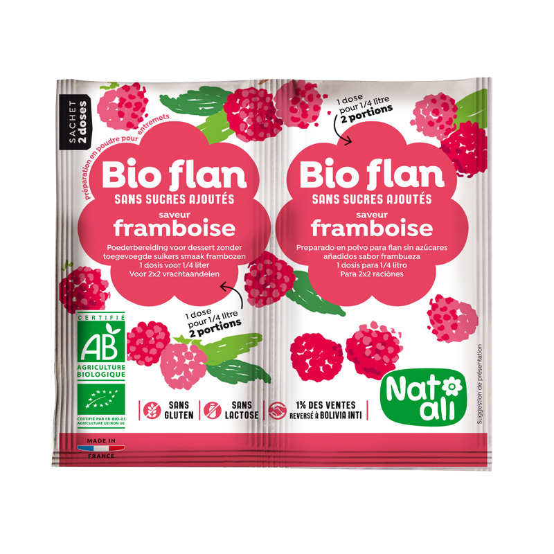 Bio Flan parfum framboise sans sucres ajoutés