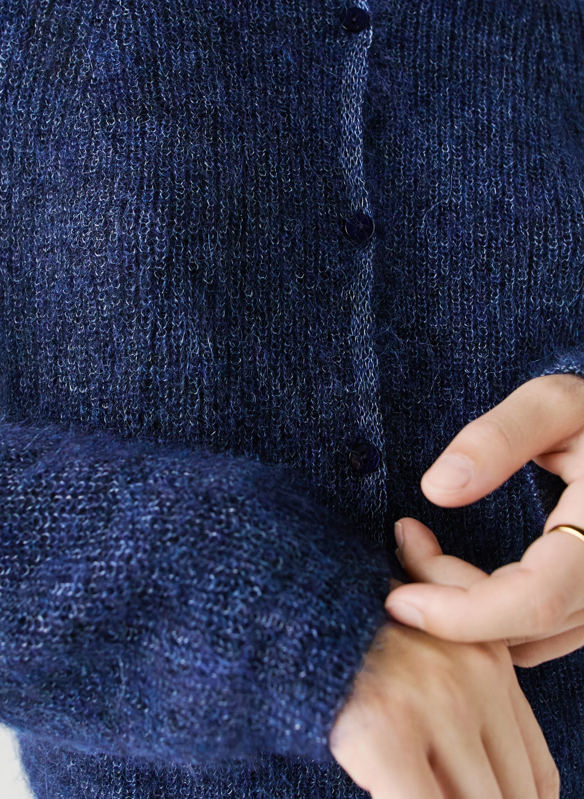 MLENNON - Gilet col rond en laine mélangée| Bleu