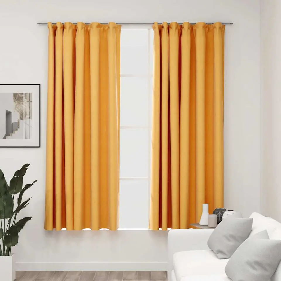 vidaXL - Gordijn - Geel - Stof - 140 x 175 cm - 2 stuks