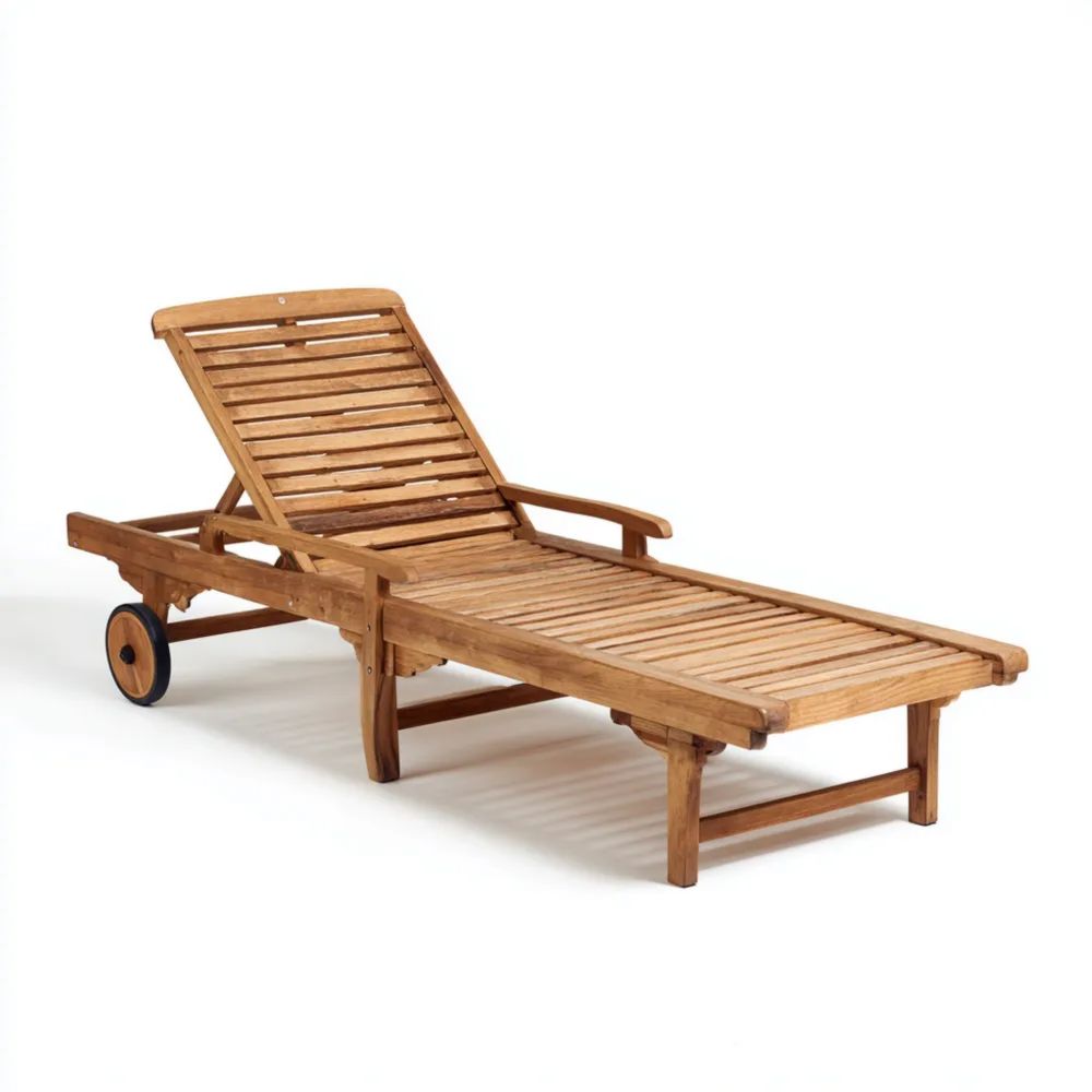 Gartenliege 200x70x35 cm Holz verstellbar – Natur – Komfortables Design