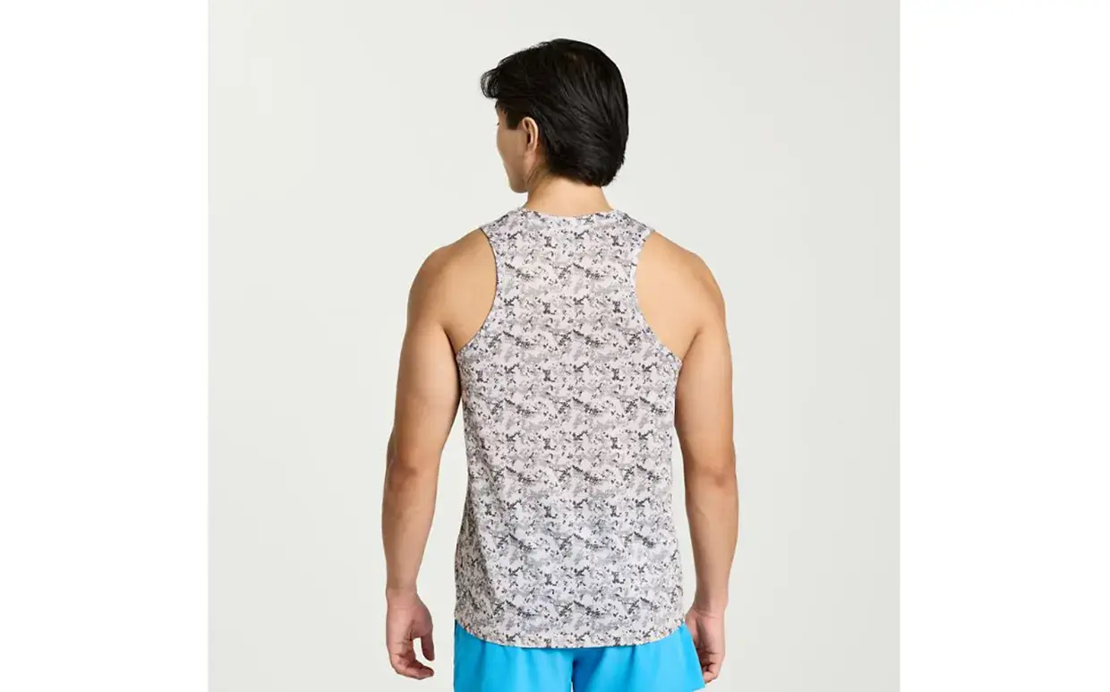 Saucony Stopwatch Graphic Hardloop Singlet Grijs/Zwart Camo Heren