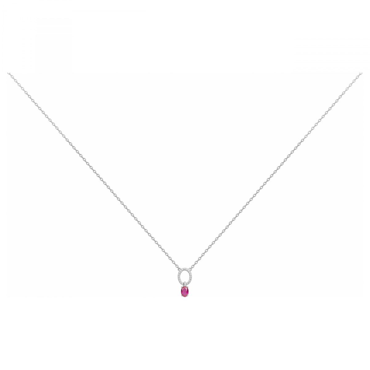 Collier mono-motif en Argent avec spinelle rouge rubis