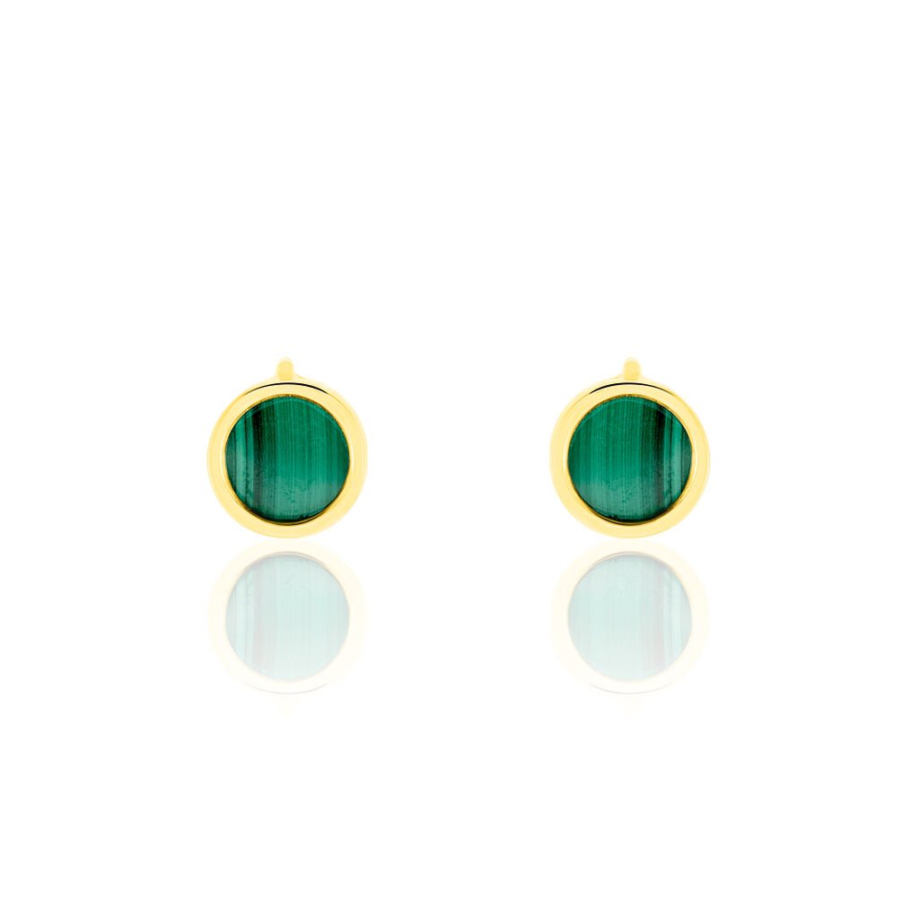 Boucles D'oreilles Puces Florica Or Jaune Malachite