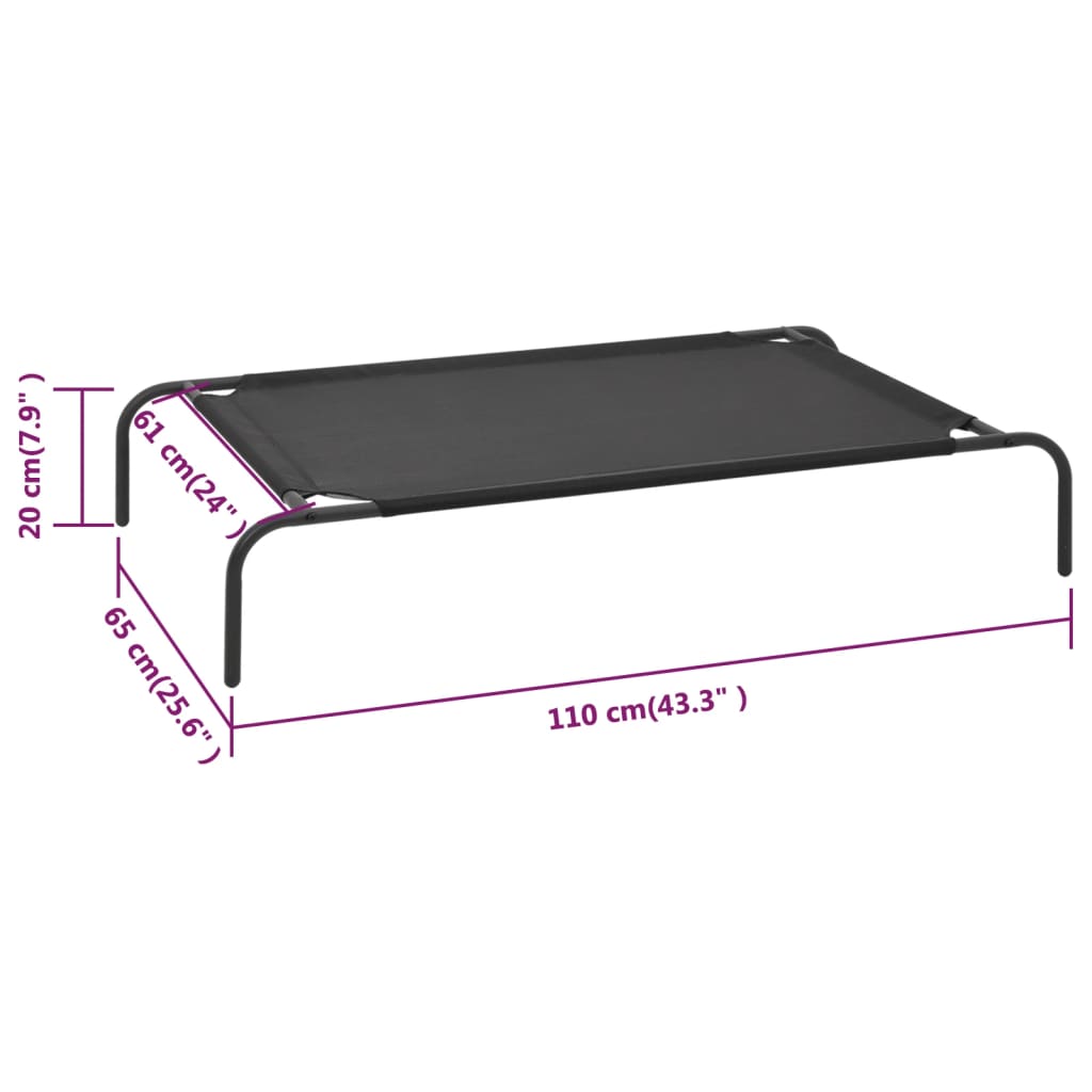 colchão preto elevado para animais de estimação vidaXL