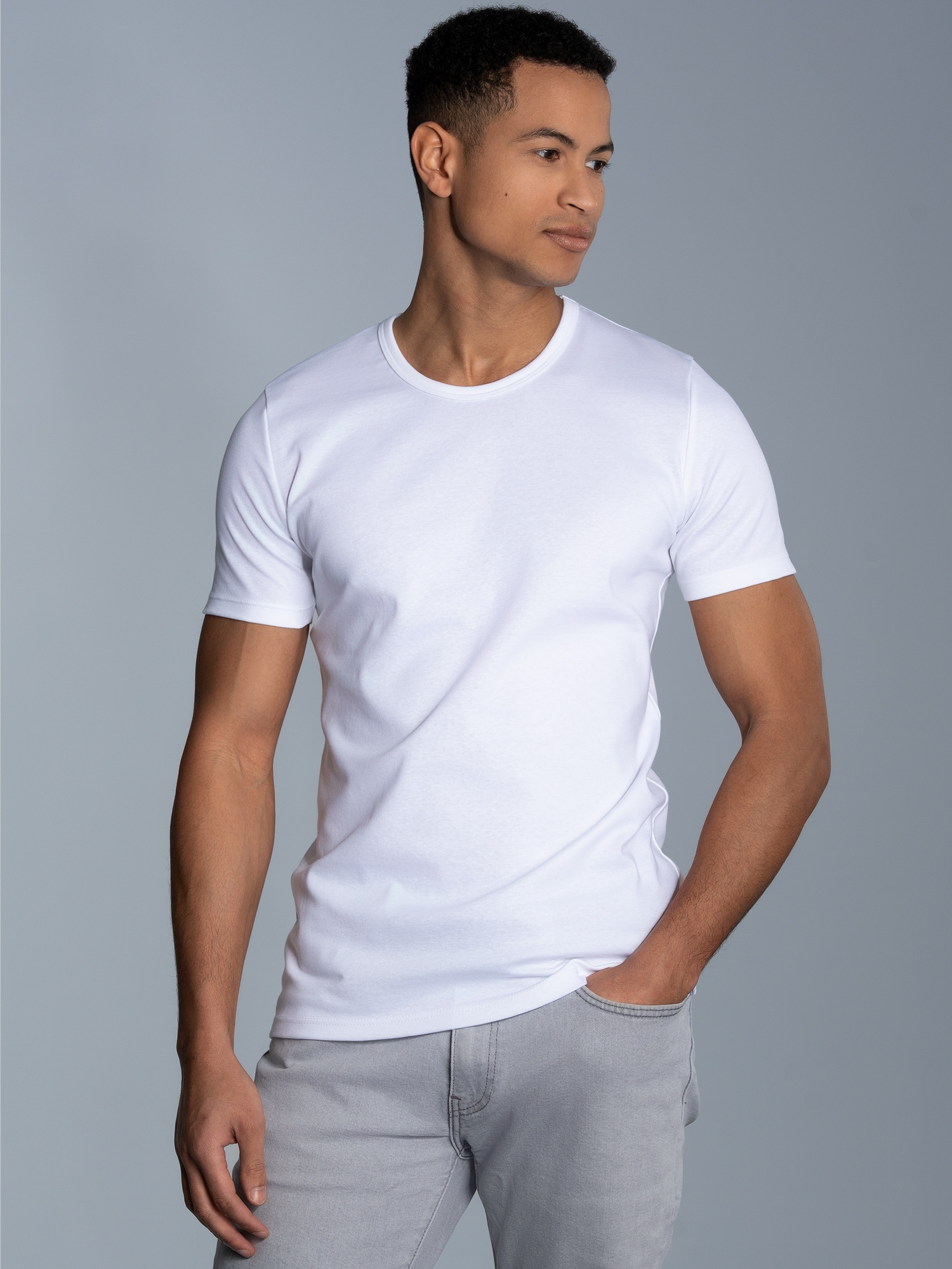 T-Shirt aus Baumwolle/Elastan Weiss