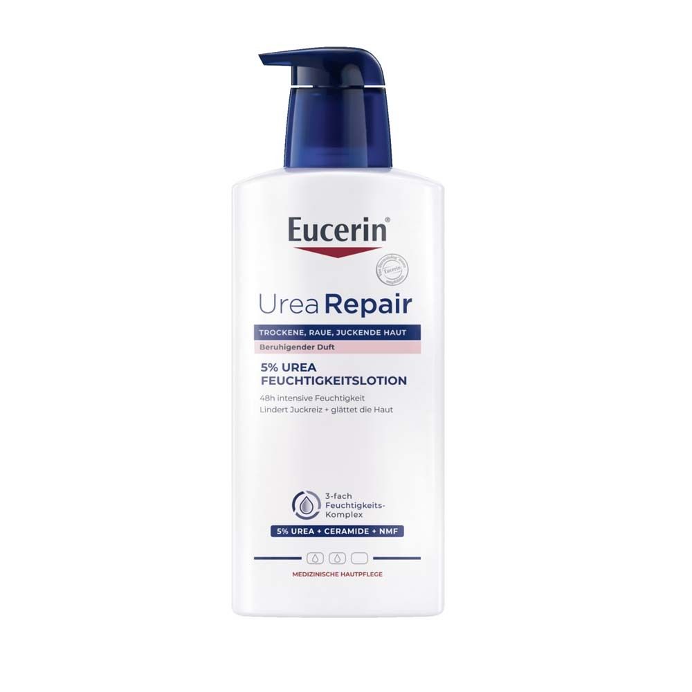 Eucerin® UreaRepair 5% Urea Feuchtigkeitslotion mit beruhigendem Duft  – für raue, gespannte und sehr trockene Haut - Jetzt 3€ sparen mit Code 