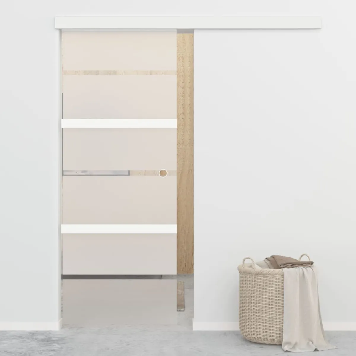 vidaXL Porte coulissante butées souples - Verre ESG aluminium 76x205 cm