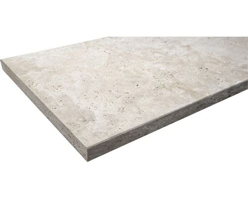 FLAIRSTONE Roma beige zwembadrand, recht, 1 lange zijde afgerond, 115 x 37 x 3 cm