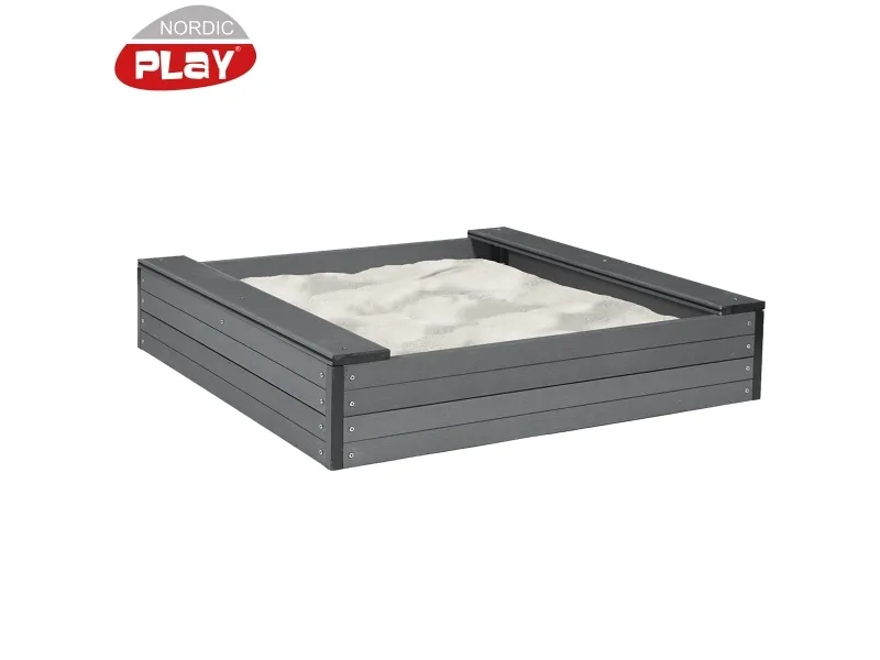 NORDIC PLAY Sandkasse med sæde 24 x 120 x 120 cm WPC (210-942)