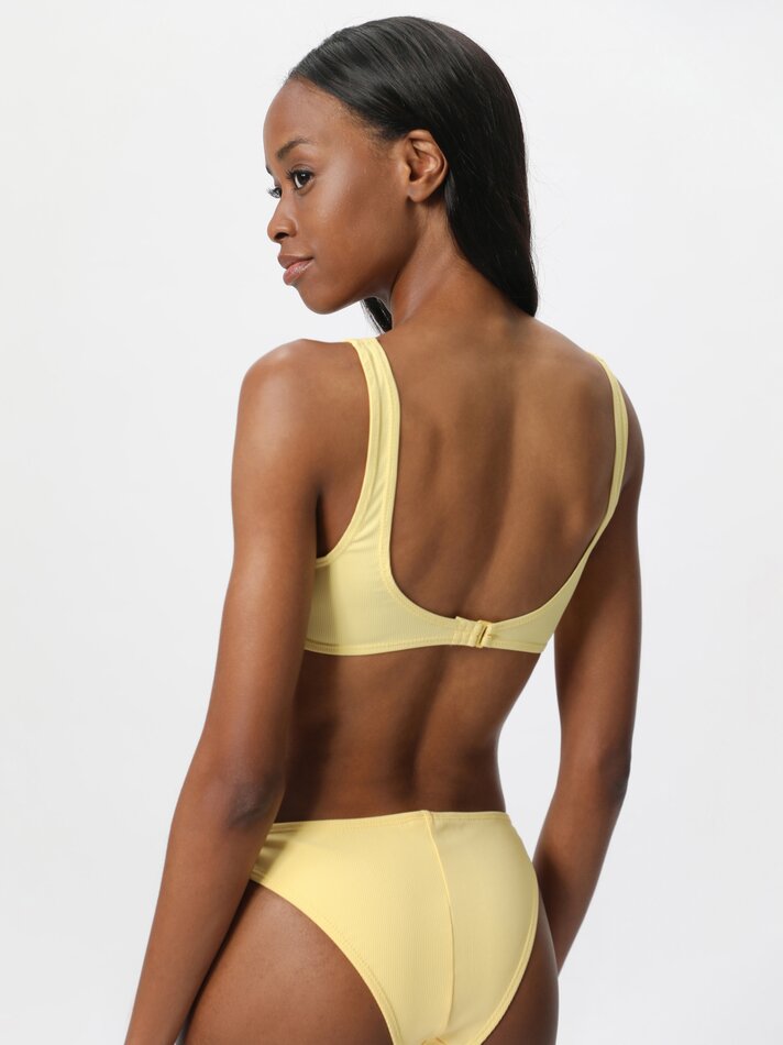 Top de biquíni canelado - Tamanho Médio Amarelo
