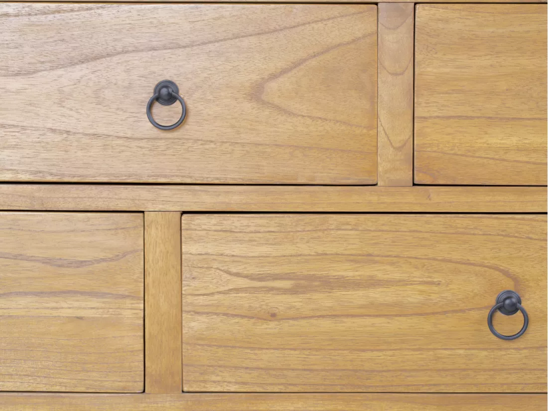Commode 10 tiroirs - Bois de mindi - Naturel - PILABO