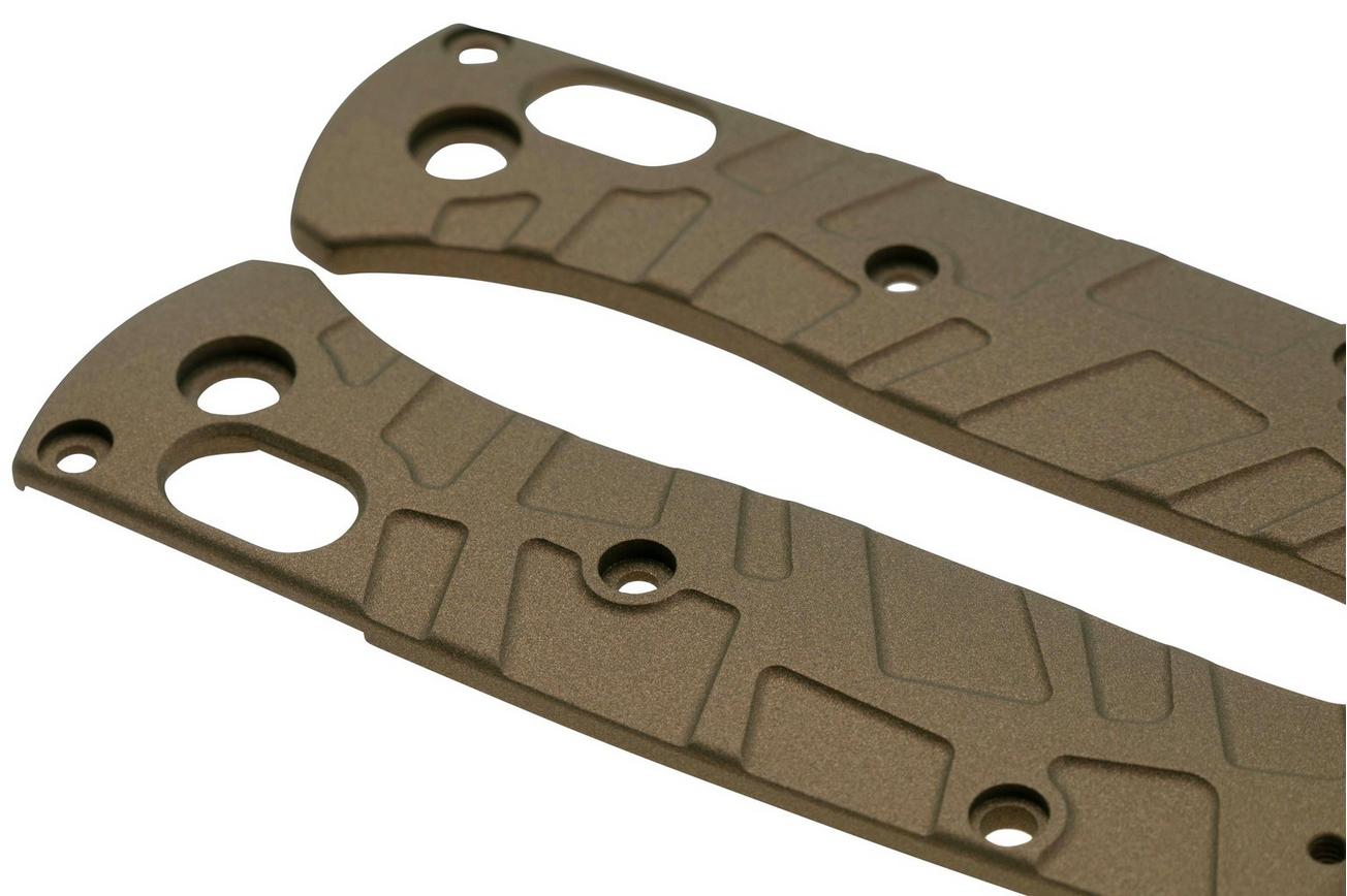 Lex Custom Benchmade Mini Bugout Scales MBUTHGGC Turtle Green Gold Titanium, handgreepschalen