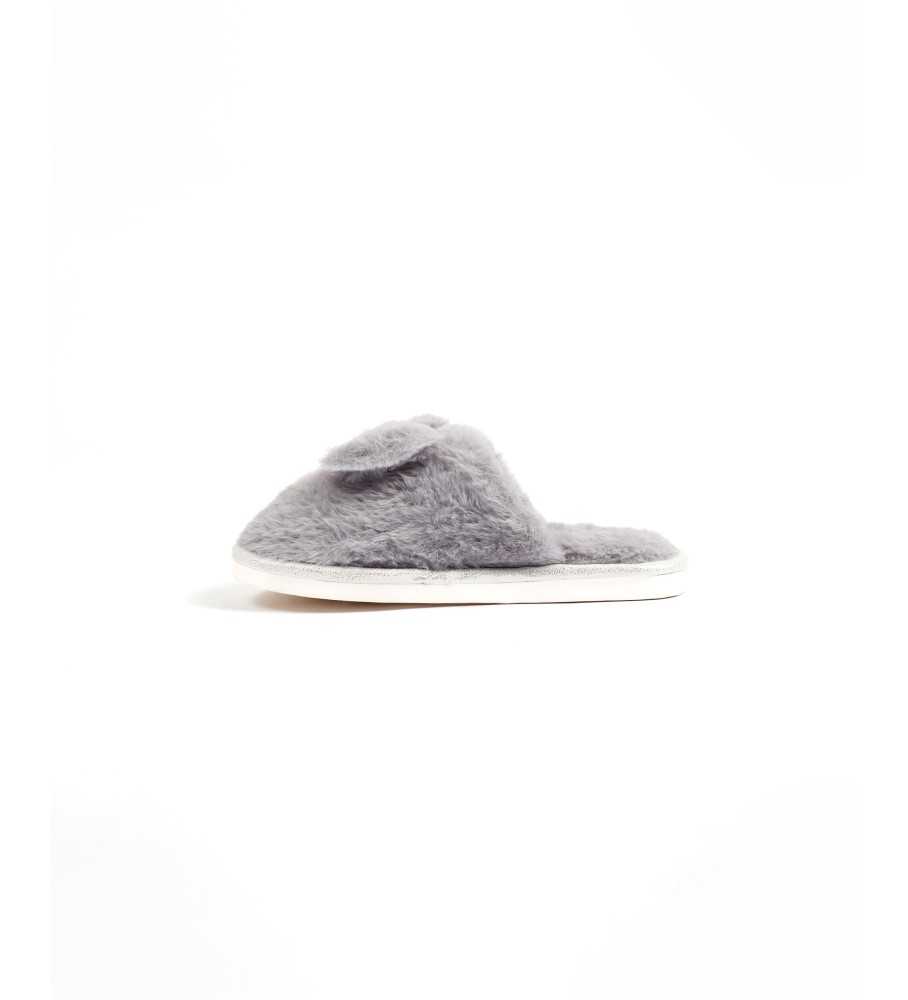 Pantufas Admas com laço cinza
