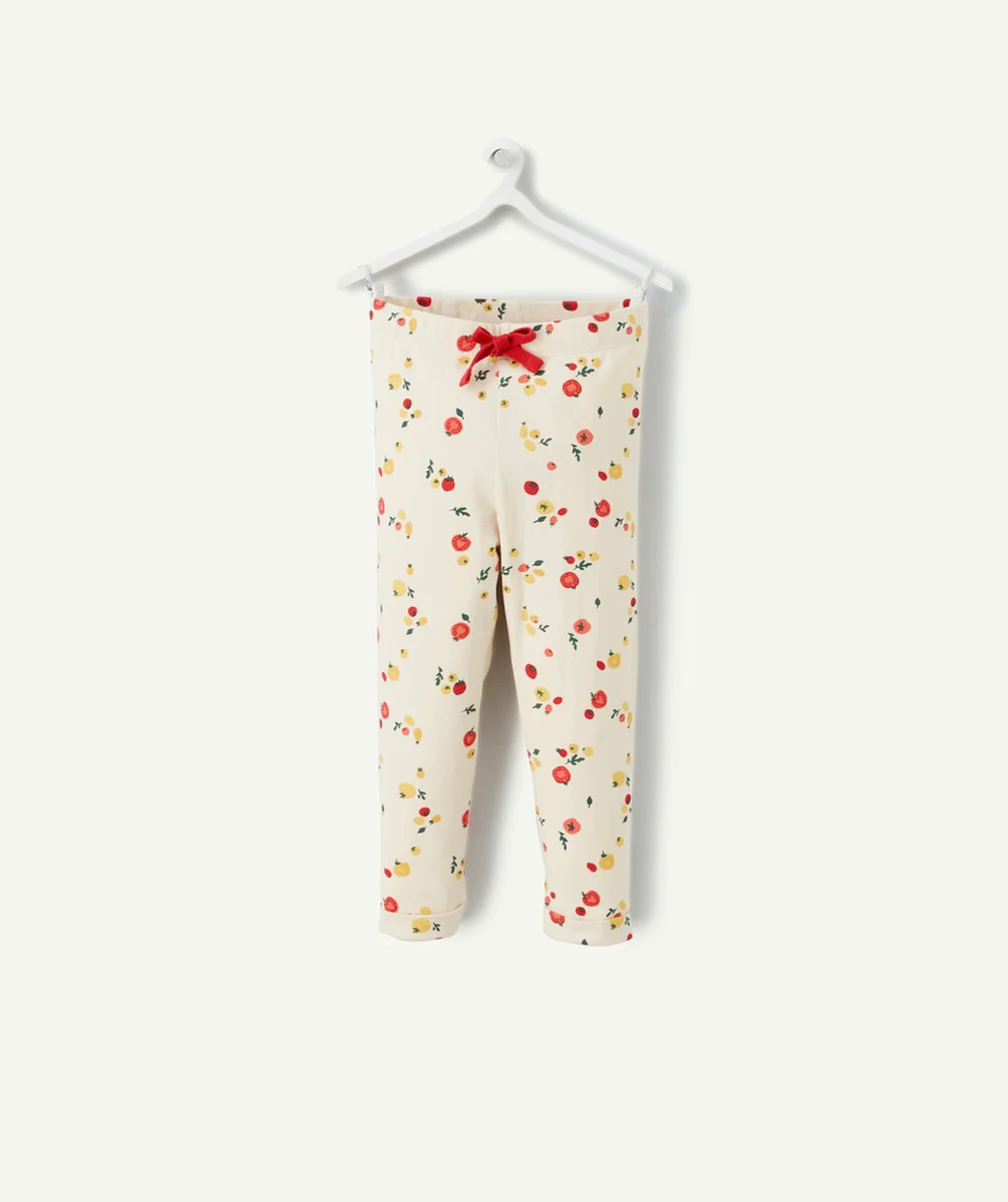 LEGGING BÉBÉ FILLE EN COTON BIO ÉCRU IMPRIMÉ TOMATES