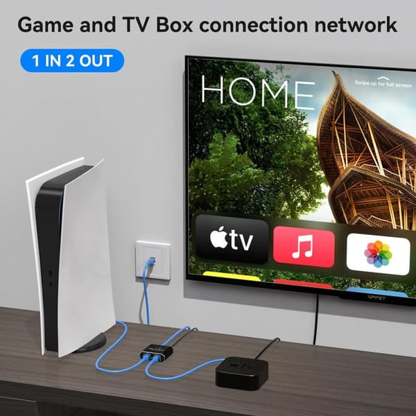 NÖRDIC RJ45-splitter 1 til 2 Ethernet Giga 1000Mbps Nettverk
