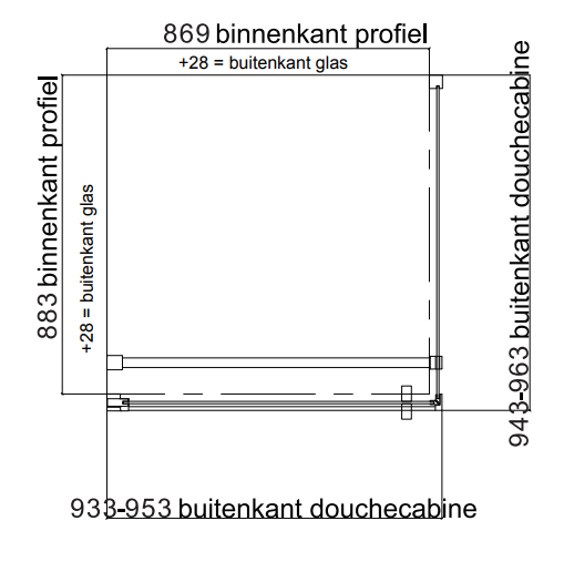 van Rijn ST02 douchecabine chroom 90x90cm voor badkamer met vloerverlaging
