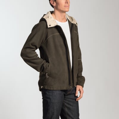 Herren-Kapuzenjacke Hirschleder, Oliv