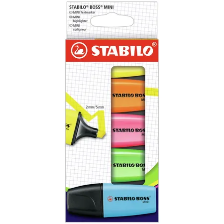 Textmarker - STABILO BOSS MINI - 5er Pack - mit 5 verschiedenen Farben