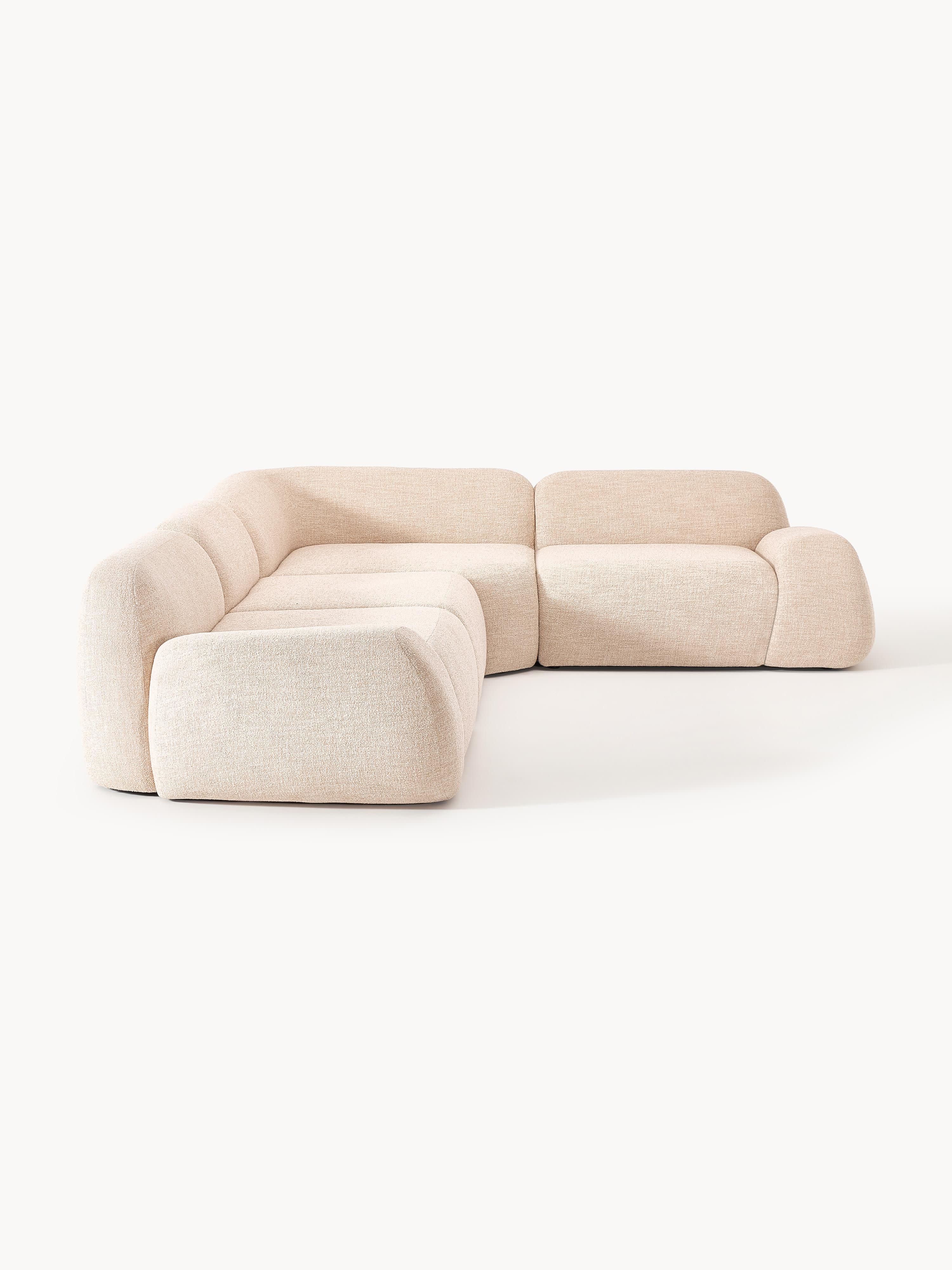 Modulaire hoekbank Wolke (4-zits) van bouclé