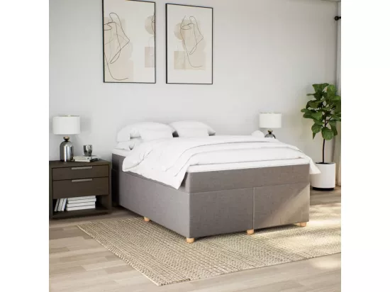 Sommier à lattes de lit avec matelas Taupe 140x190 cm Tissu