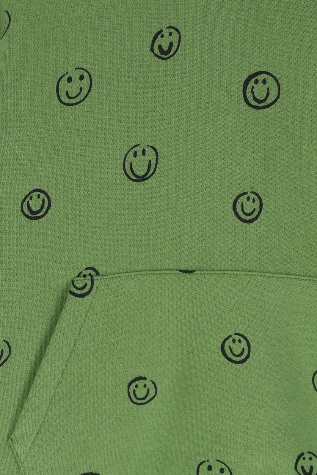 Groene hoodie met smiley print