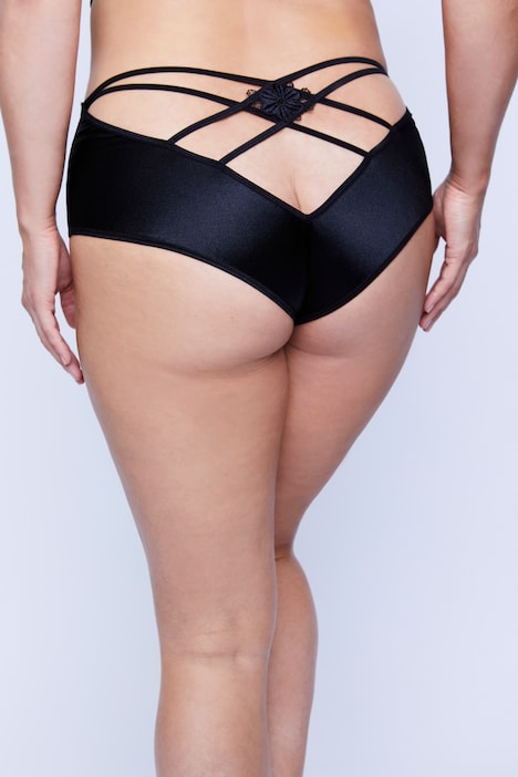 High waist Slip, Ouvert Öffnung, Satin und Spitze