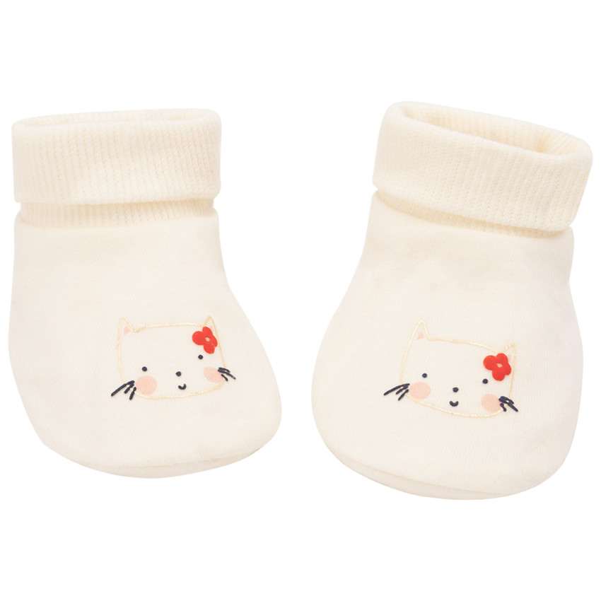 Chaussons en jersey print chat pour bébé fille
