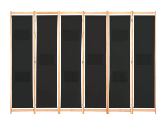 Cloison de séparation 6 panneaux Noir 240 x 170 x 4 cm Tissu