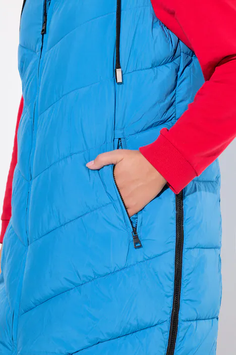 HYPRAR Long-Steppweste, wasserabweisend, 2-Wege-Zipper, helles petrolblau