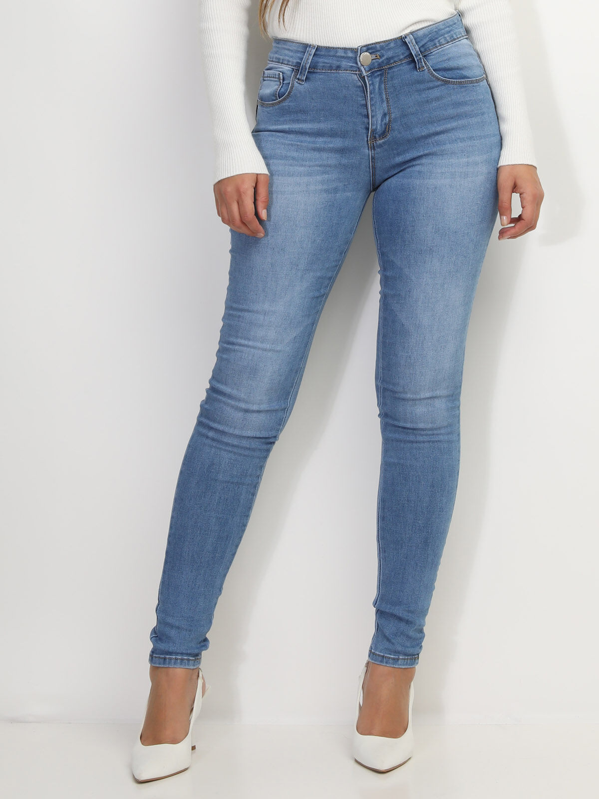 Jeans skinny push-up- Bleu clair