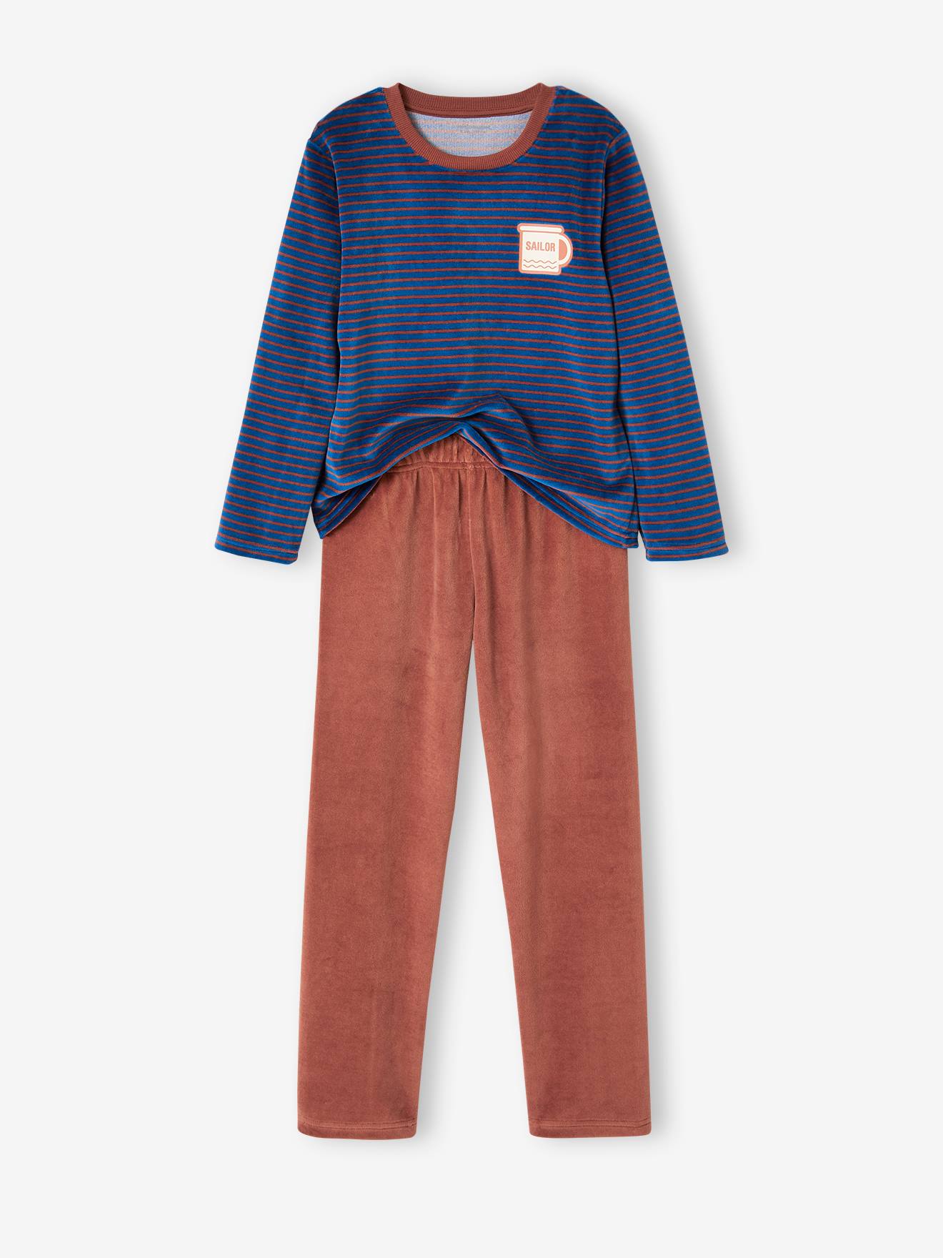Conjunto de 2 pijamas de veludo azul elétrico com estampa de baleias para meninos