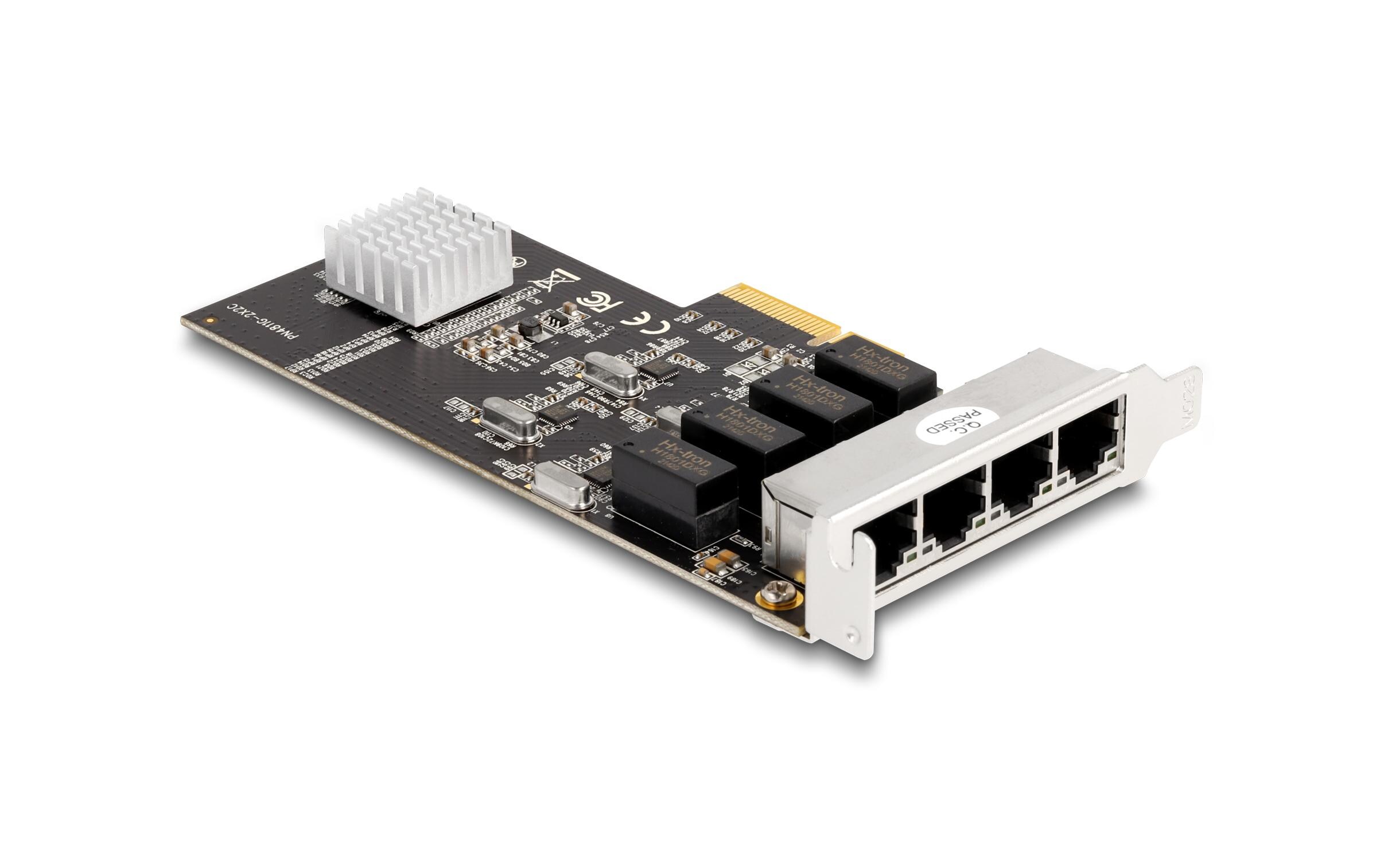 Netzwerkkarte 4x RJ45 1Gbps, PCI-Express x4<br>Delock PCI Express x4 Karte 4 x RJ45 Gigabit LAN RTL8111