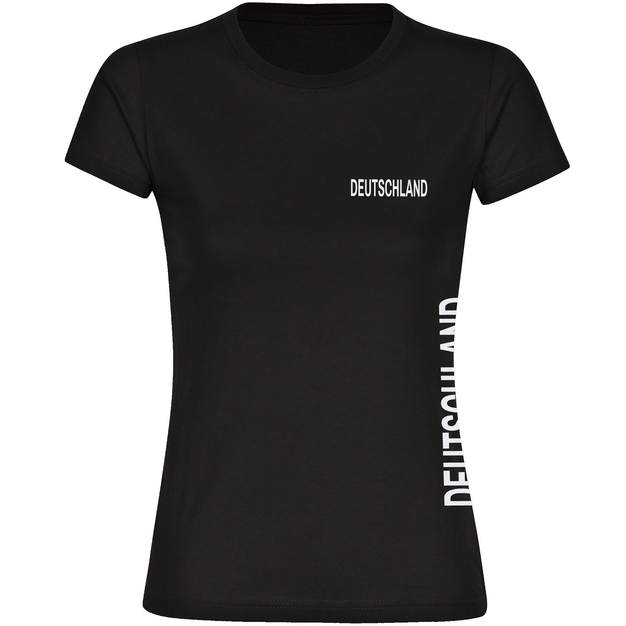 multifanshop® Damen T-Shirt - Deutschland - Brust & Seite - Druck weiß