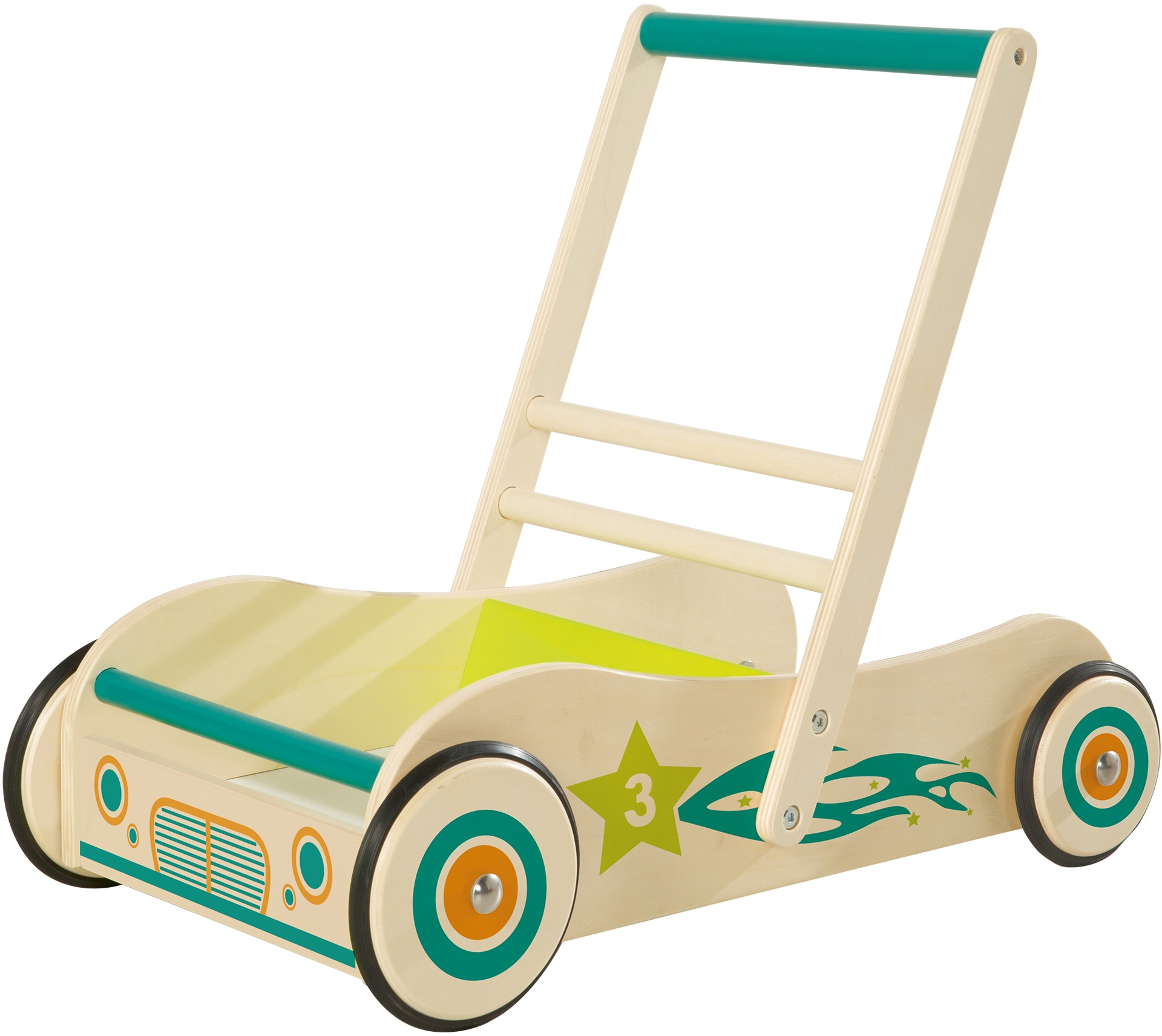 roba® Lauflernwagen aus Holz mit Bremse