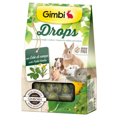 Gimbi Drops, petiscos à base de ervas para roedores.