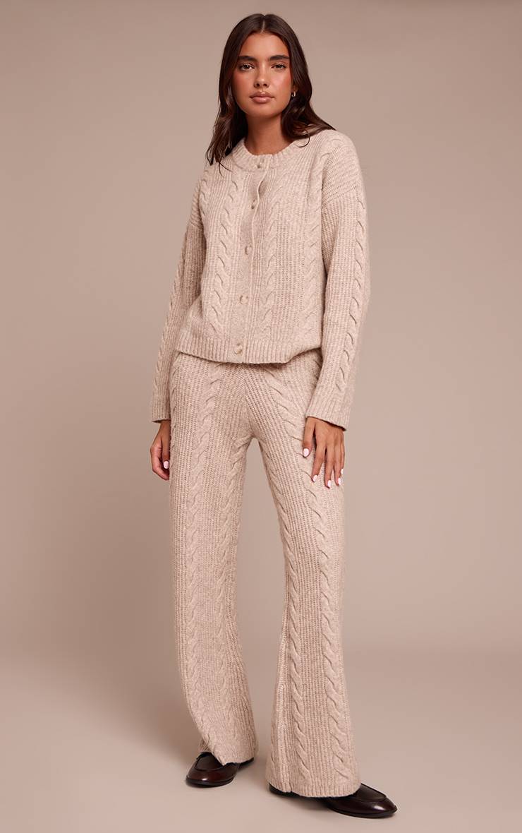 Gris Pierre Pantalon En Tricot Torsadé