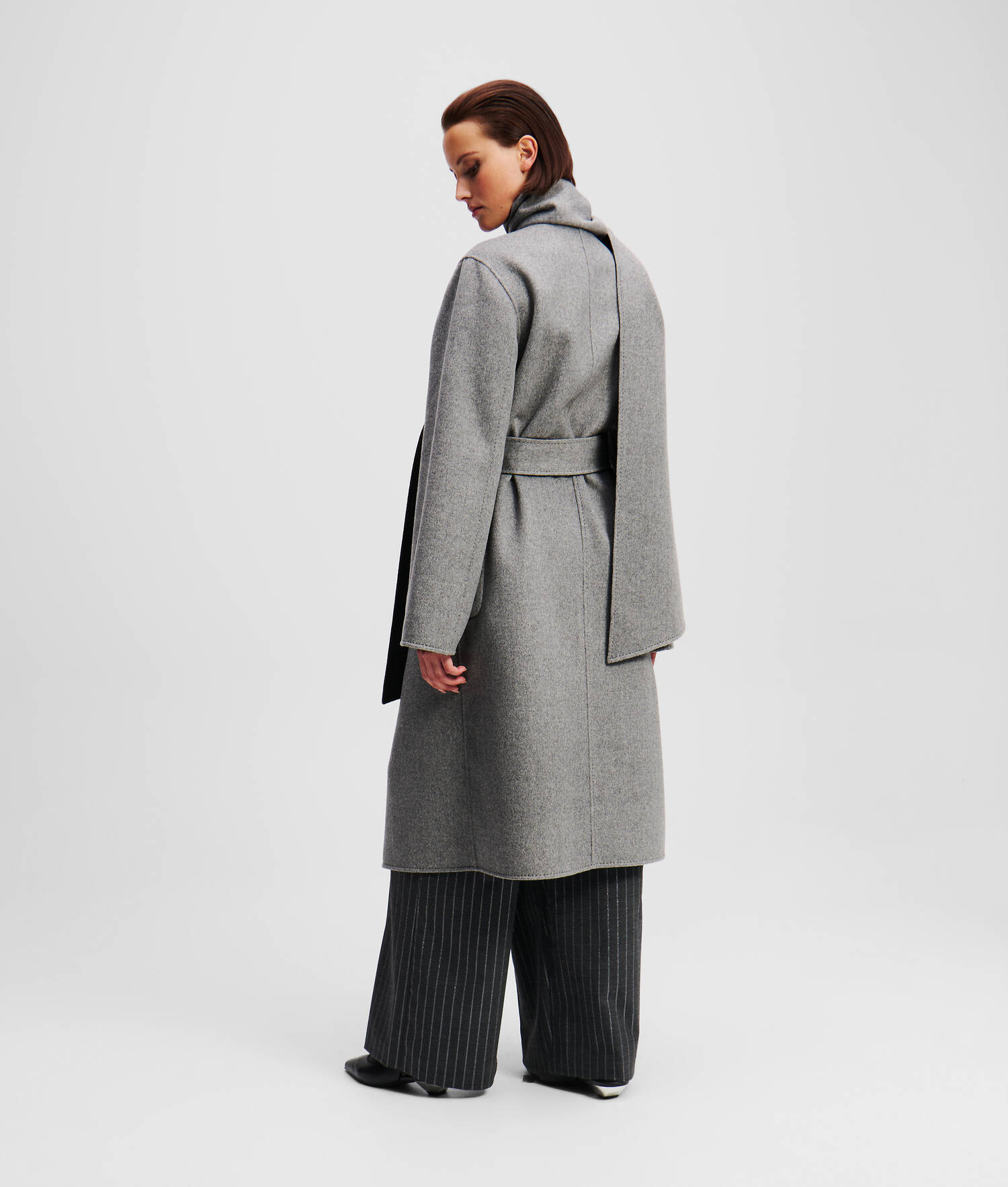 MANTEAU EN LAINE RÉVERSIBLE - Noir/Gris Chiné