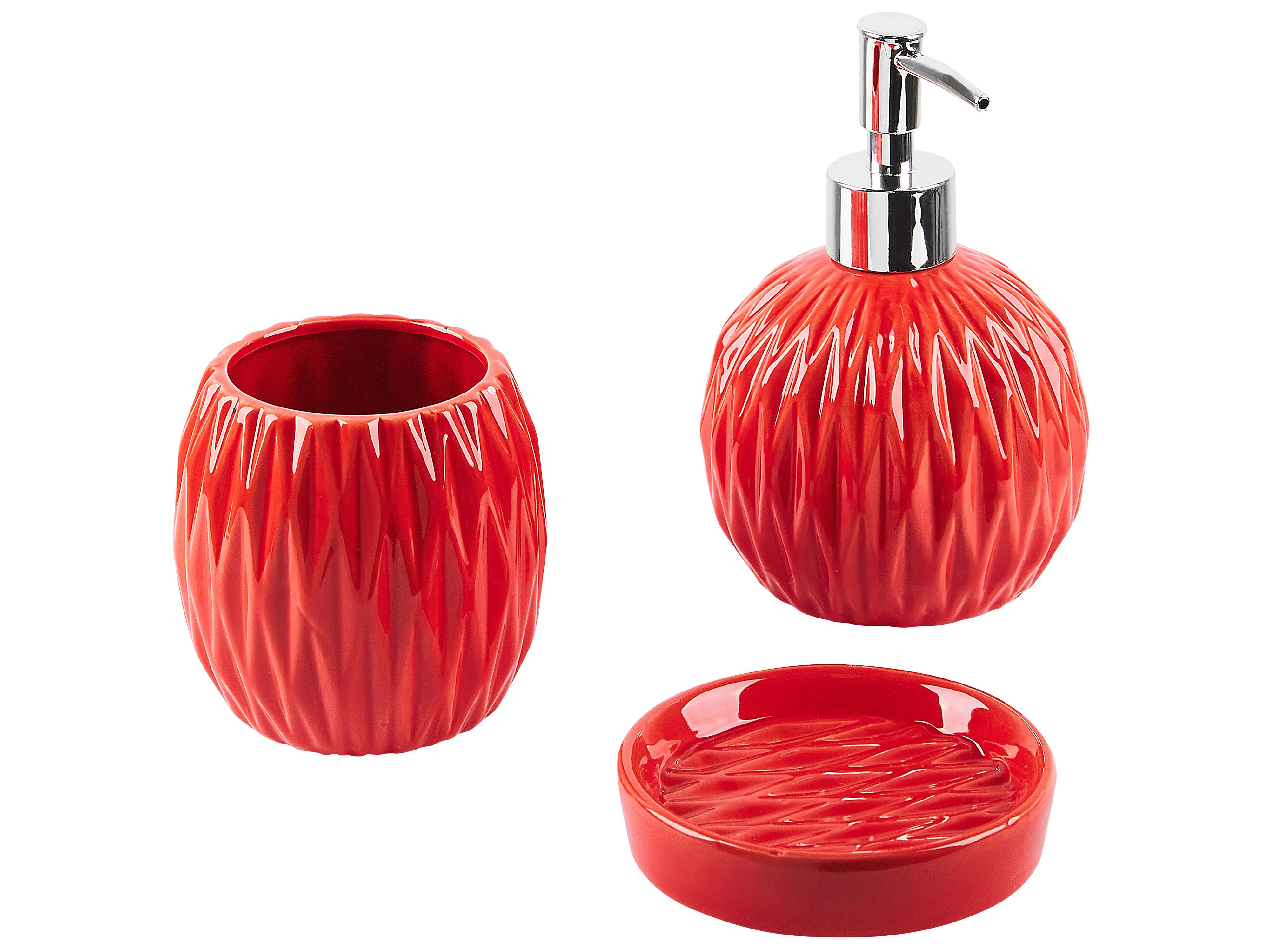 3-delige badkameraccessoireset BELEM Keramiek Rood