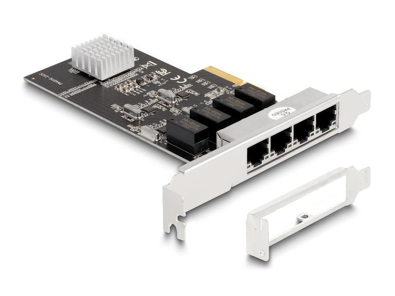 Delock Netzwerkkarte 4x RJ45 1Gbps, PCI-Express x4 Delock PCI Express x4 Karte 4 x RJ45 Gigabit LAN RTL8111