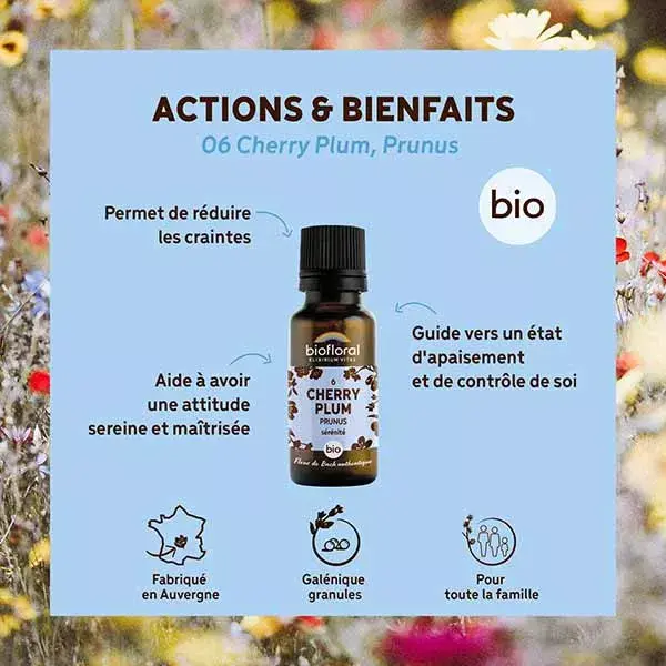 Biofloral 06 Cereja, Ameixa, Prunus, Grânulos Orgânicos de Florais de Bach 19,5g