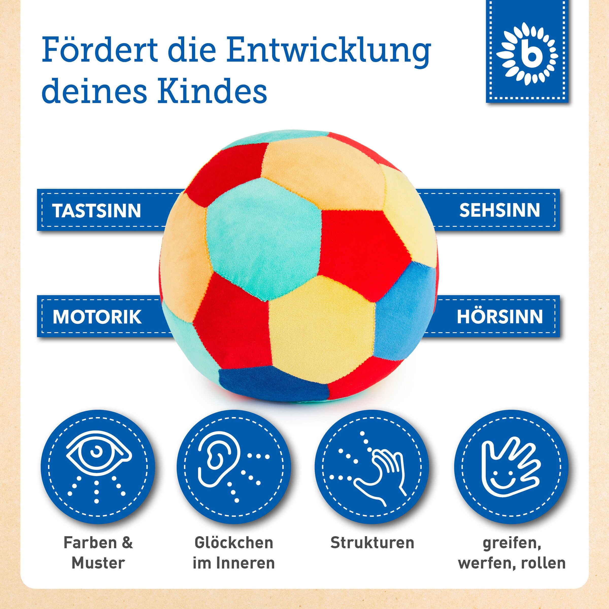 Bieco Softball Baby Rassel - ab 6 Monate Mehrfarbig