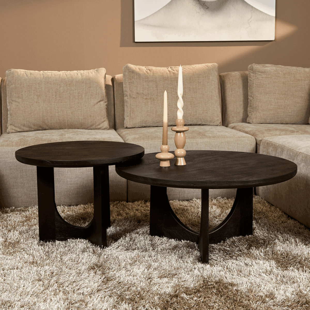 StarFurn - Salontafel Rond Zwart Hout - 60x60x45cm - Guus