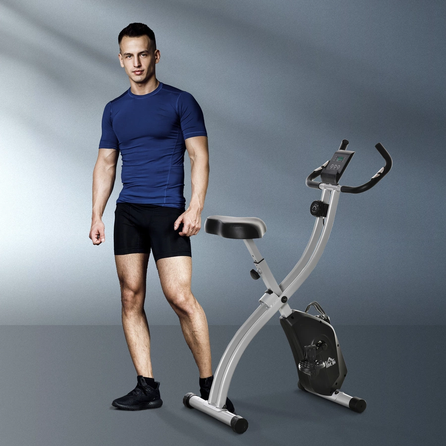 HOMCOM Heimtrainer mit 8 Wiederstandsstufen grau, schwarz