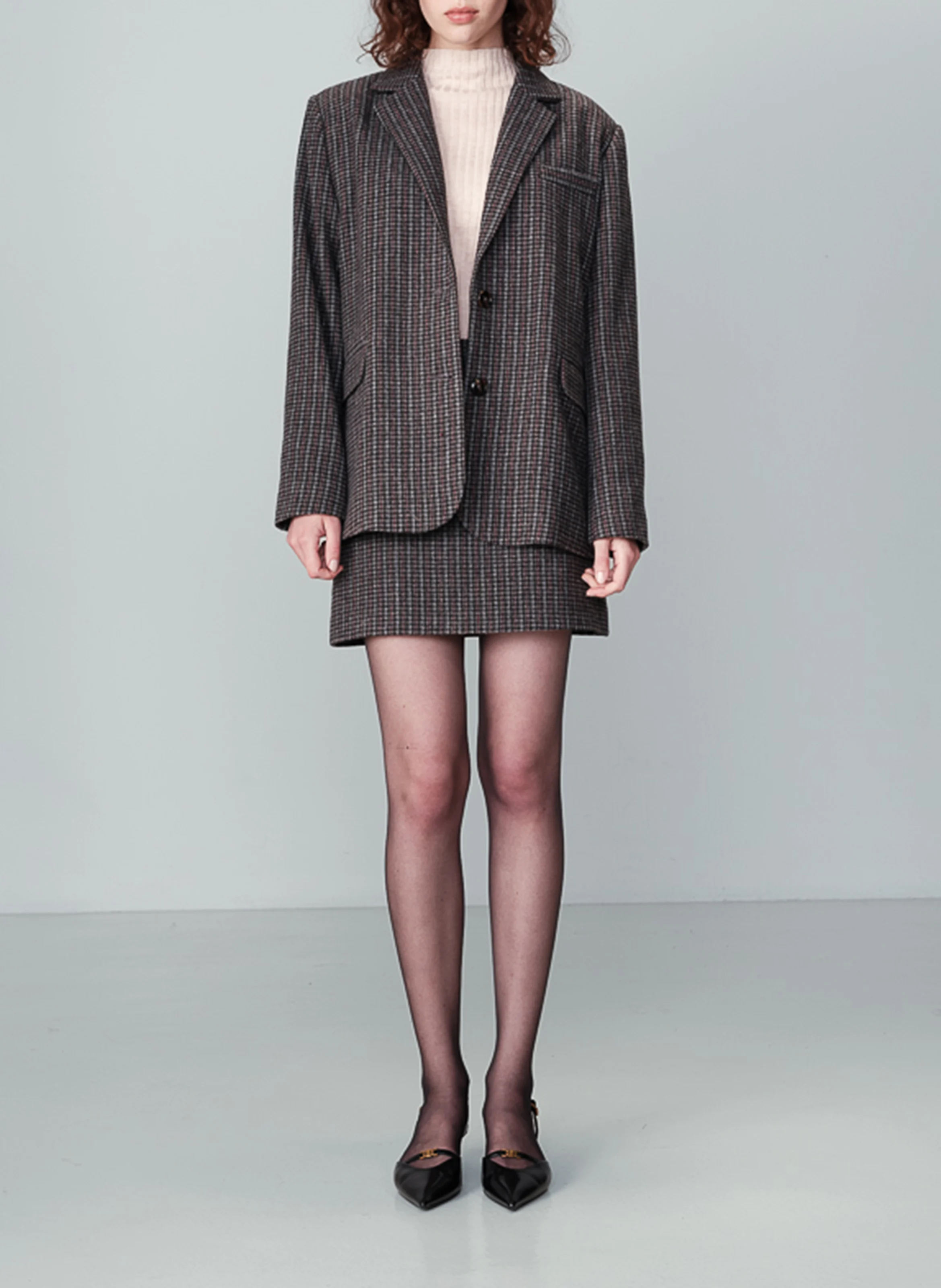 NOVEL - Blazer à carreaux et épaulettes | Argent