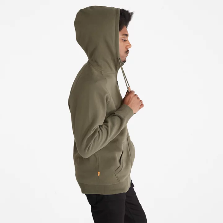 Moletom com capuz e zíper frontal Exeter River para homens na cor verde escuro