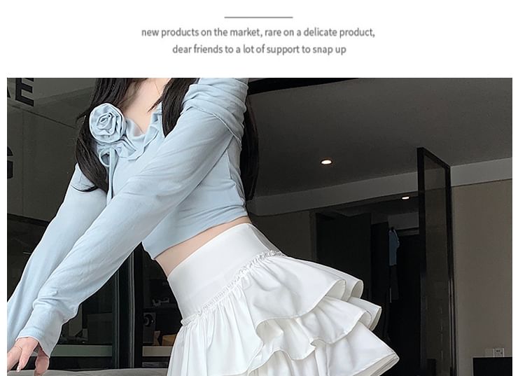 Magimomo - Hoge taille effen mini gelaagde rok