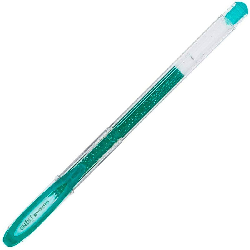 Stylo roller Uni Ball Signo pointe 0,8 mm couleurs assorties pailletées- Pochette de 5