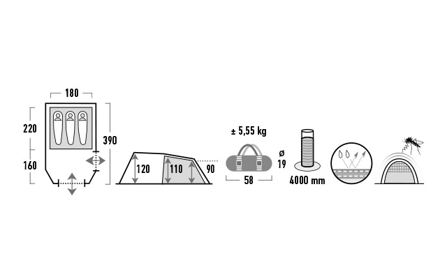 High Peak Atmos 3 Tunnelzelt für 3 Personen